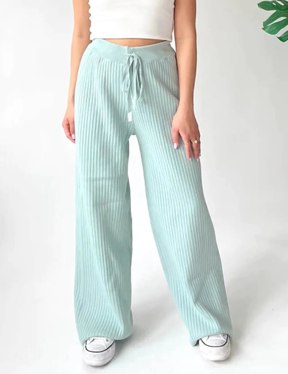 Ribbed Wide Leg Sweater Pants | Bottoms Daverri Fashions