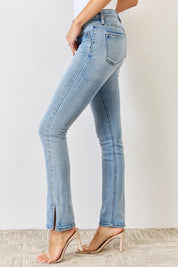 Kancan Plus Size Mid Rise Y2K Slit Bootcut Jeans | Jeans Daverri Fashions