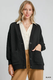 Black Umgee Button-Up Jacquard Cardigan | Cardigans Daverri Fashions