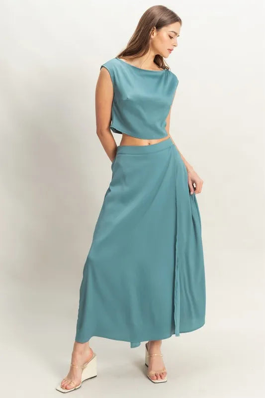 HYFVE Sleeveless Top and Maxi Skirt Set DUSTY BLUE L Skirt Sets