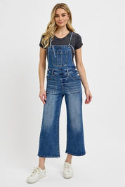 RISEN Knotted Strap Denim Overalls with Pockets Overalls