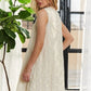 ADORA Applique Round Neck Sleeveless Shift Dress Mini Dresses