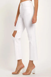 RISEN Full Size Distressed Cropped Straight Jeans | Daverri Fashions