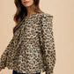 Annie Wear Tied Leopard Round Neck Peplum Blouse - DAVERRI FASHIONS