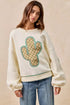 BiBi Cactus Embroidered Fleece Sweatshirt - DAVERRI FASHIONS