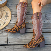 Western Embroidered Mid-Calf Boots | Boots Daverri Fashions