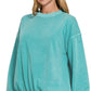 Zenana Soft Fleece Pigment Dye Round-neck Sweatshirts LT TEAL