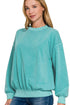 Zenana Soft Fleece Pigment Dye Round-neck Sweatshirts LT TEAL