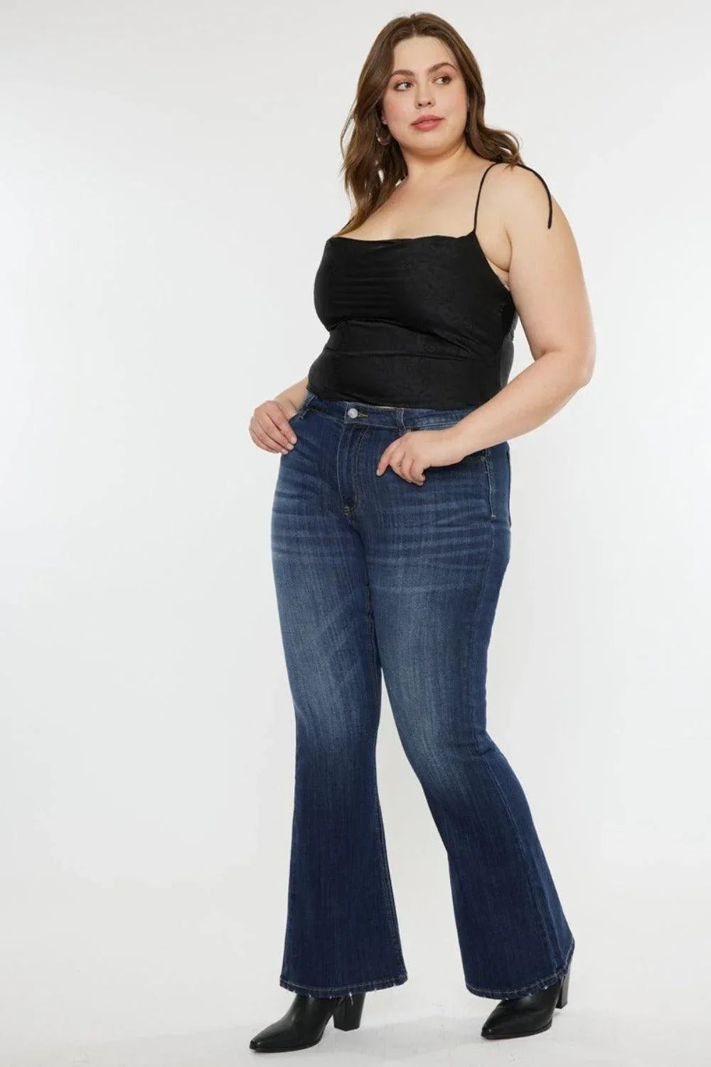 Kancan Full Size Mid Rise Slim Flare Jeans - DAVERRI FASHIONS