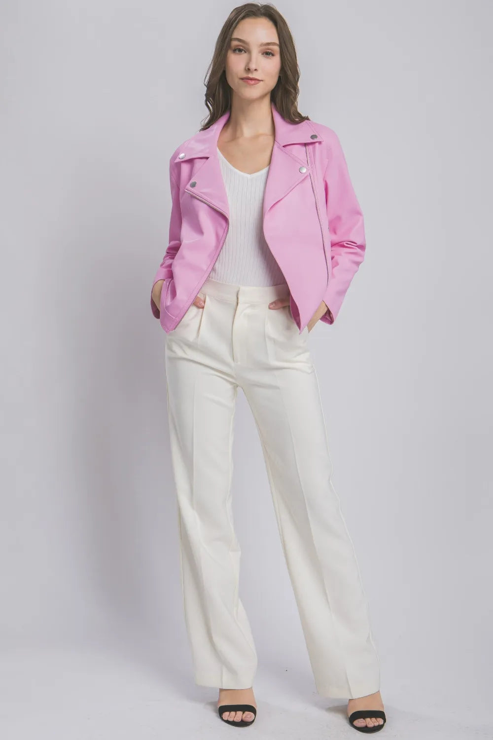 Love Tree Collared Neck Zip Up Jacket Jackets