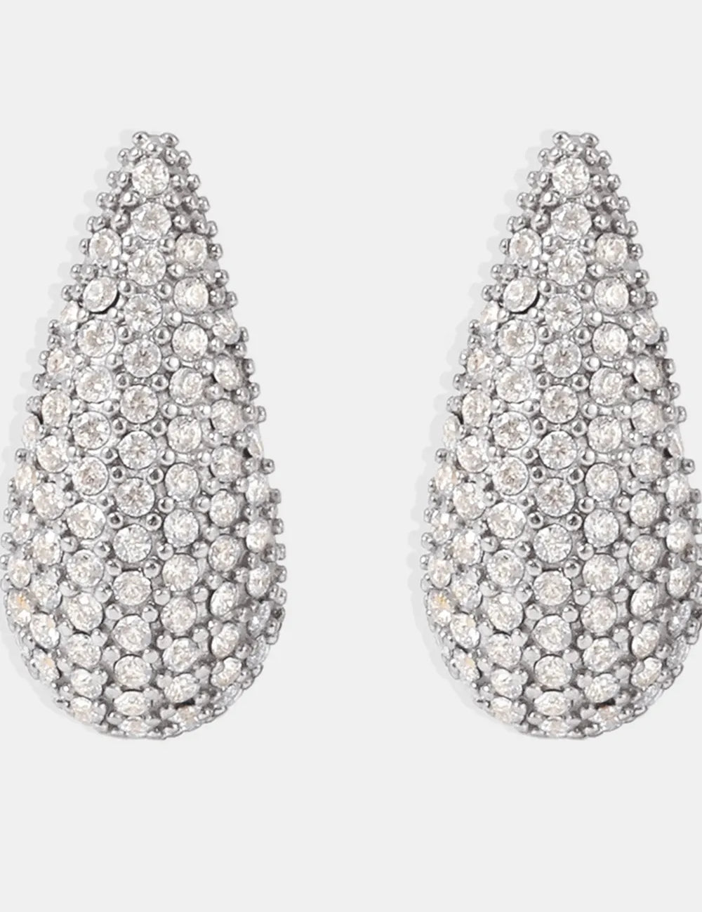 Stainless Steel Inlaid Zircon Teardrop Earrings | Earrings Daverri Fashions