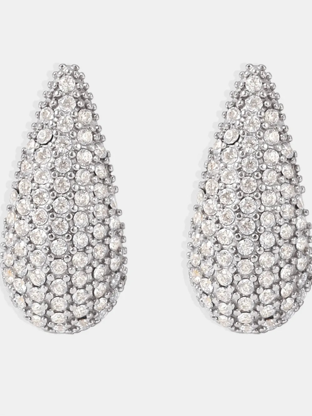 Stainless Steel Inlaid Zircon Teardrop Earrings | Earrings Daverri Fashions