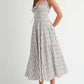 MABLE Floral Print Bustier Back Lace Up Midi Dress