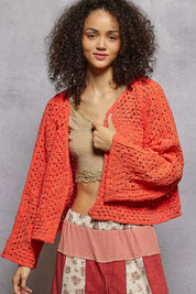 POL Open Front Cardigan with Crochet Patterns | Cardigans Daverri Fashions