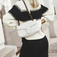 Two-Tone Ribbed Knit Top and Skirt Sweater Set - DAVERRI FASHIONS