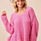 BiBi V-Neck Sweater with Colorful Trim - DAVERRI FASHIONS