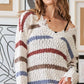 ADORA Frayed Edge Stripe Sweater BEIGE MULTI Sweaters