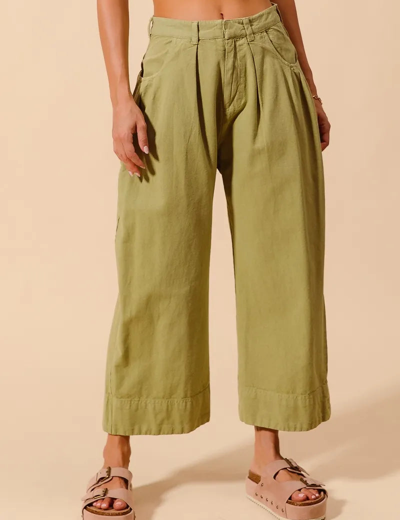 SO ME Mid Rise Wide Leg Chino Pants With Pockets | Pants Daverri Fashions