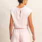 HYFVE Round Neck Cap Sleeve Drawstring Waist Romper Rompers