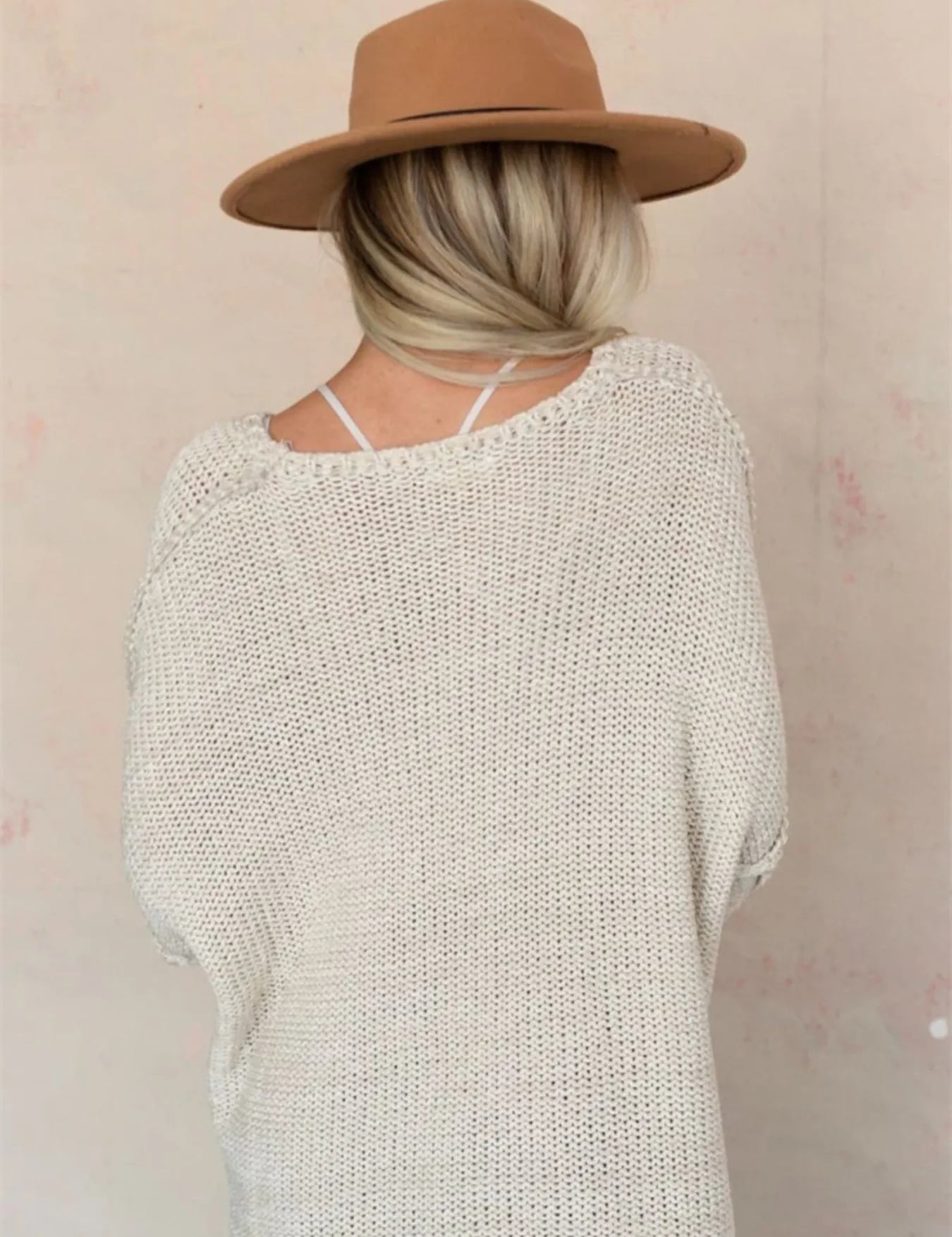 Round Neck Oversized Knit Top with Relaxed Fit | Tops Daverri Fashions