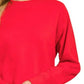 Zenana Fleece Round Neck Ribbed Side Raglan Sweatshirt - DAVERRI FASHIONS