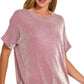 Zenana Corded Rib Short Sleeve T-Shirt DK RED