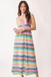 Davi & Dani Multi Color Crochet Lace Midi Dress | Daverri Fashions