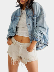 Light Button Up Long Sleeve Denim Jacket | Denim Jackets Daverri Fashions