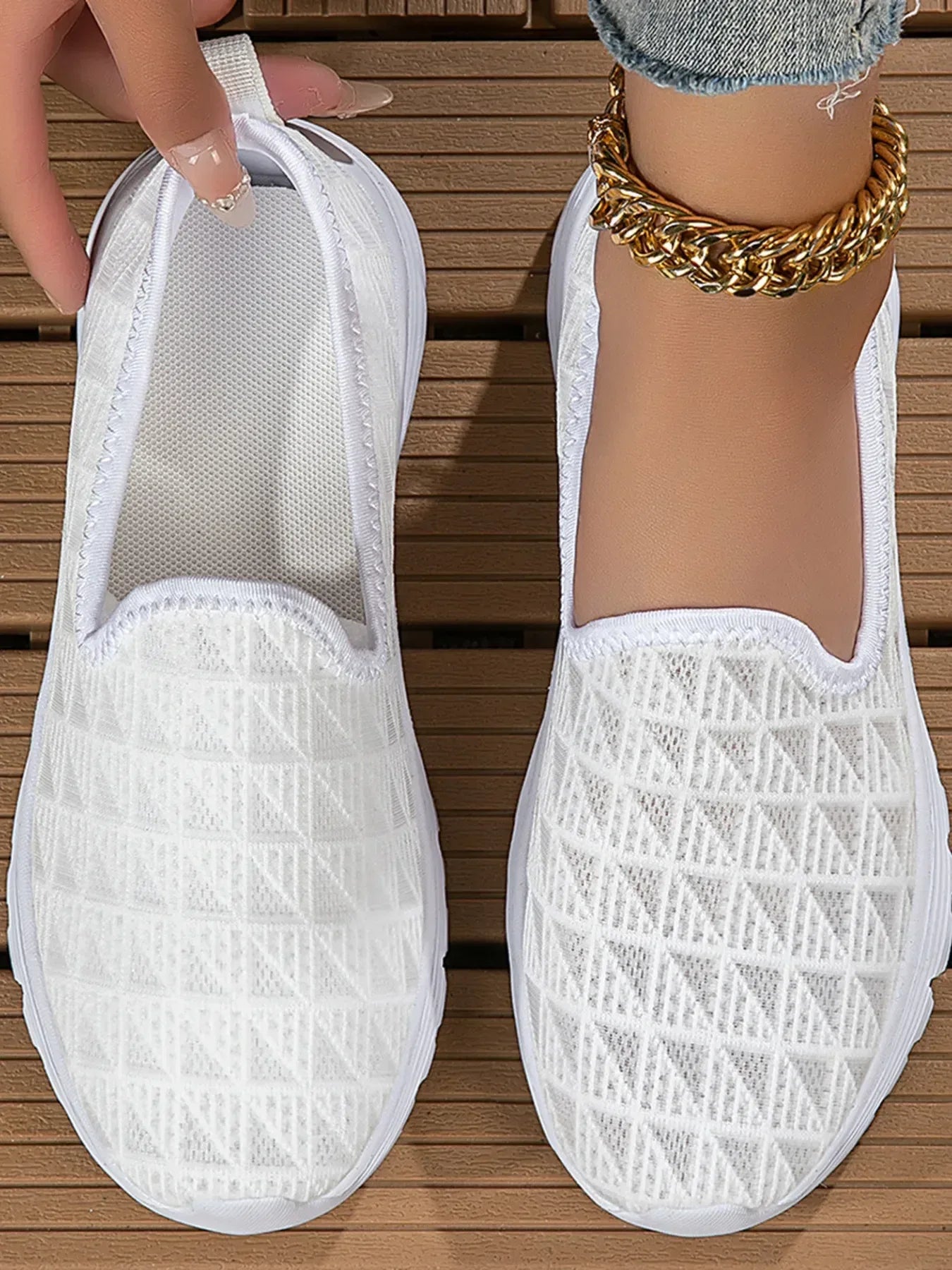 Breathable Mesh Slip-On Sneakers - DAVERRI FASHIONS