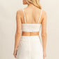 HYFVE Off White Ruched Bra Top and Mini Skirt Set Skirt Sets