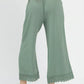 Mint Umgee linen wide-leg cropped pants with lace trim hem