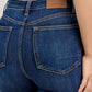 Judy Blue high waist capri jeans with single cuff and lady blue leather patch