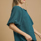 Umgee Textured Flutter Sleeve Notch Neck Top