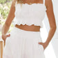 Daverri white ruffled square neck cami and high-waisted shorts set