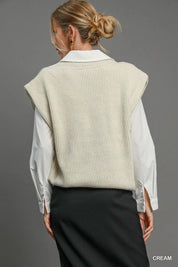 Umgee Oversized V Neck Vest | Daverri Fashions