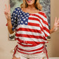 BiBi American Flag Printed Side Ruched Details Knit Top - DAVERRI FASHIONS