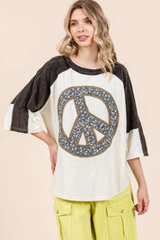 Mittoshop Peace Sign Patch Mineral Washed T-Shirt