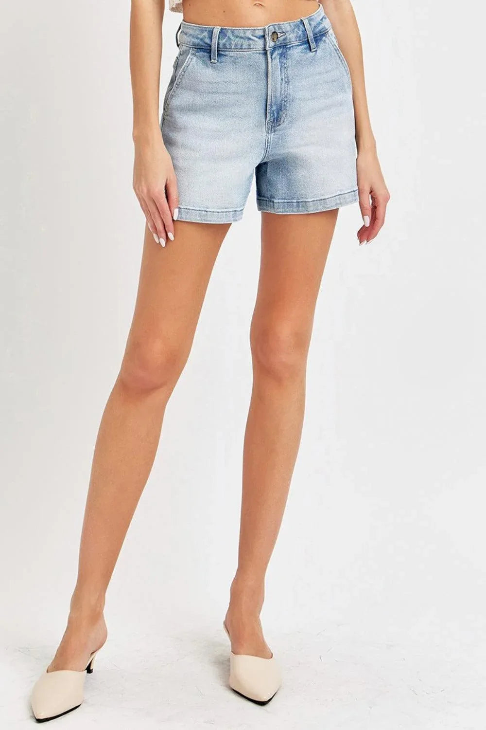 Risen Full Size High Rise Denim Shorts - DAVERRI FASHIONS