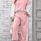 Color Block Round Neck Top and Pants Set - DAVERRI FASHIONS