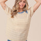 BiBi Textured Contrast Short Sleeve Sweater Sweaters