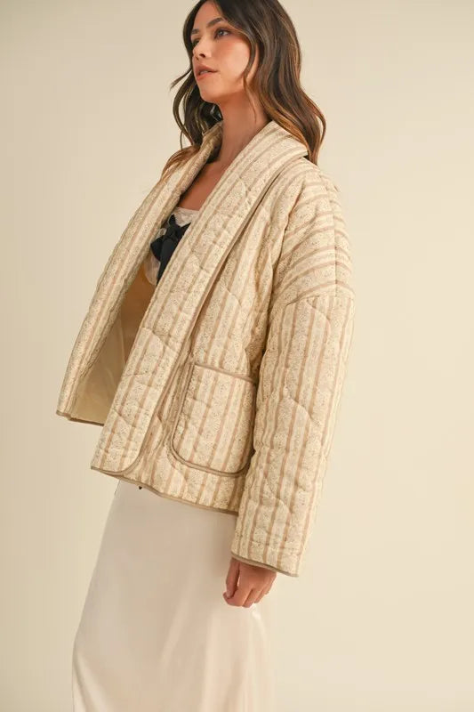 MABLE Floral Printed Quilted Open Jacket