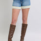 Judy Blue Full Size Hw Tummy Control Shearling Cuff Denim Shorts Plus Size Denim Shorts