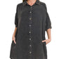 Zenana Washed Double Gauze Button Down Shirt Dress