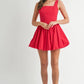 MABLE Poplin Square Neckline Bubble Mini Dress