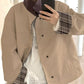 Daverri Fashions Oversized Contrast Plaid Snap Down Jacket - DAVERRI FASHIONS