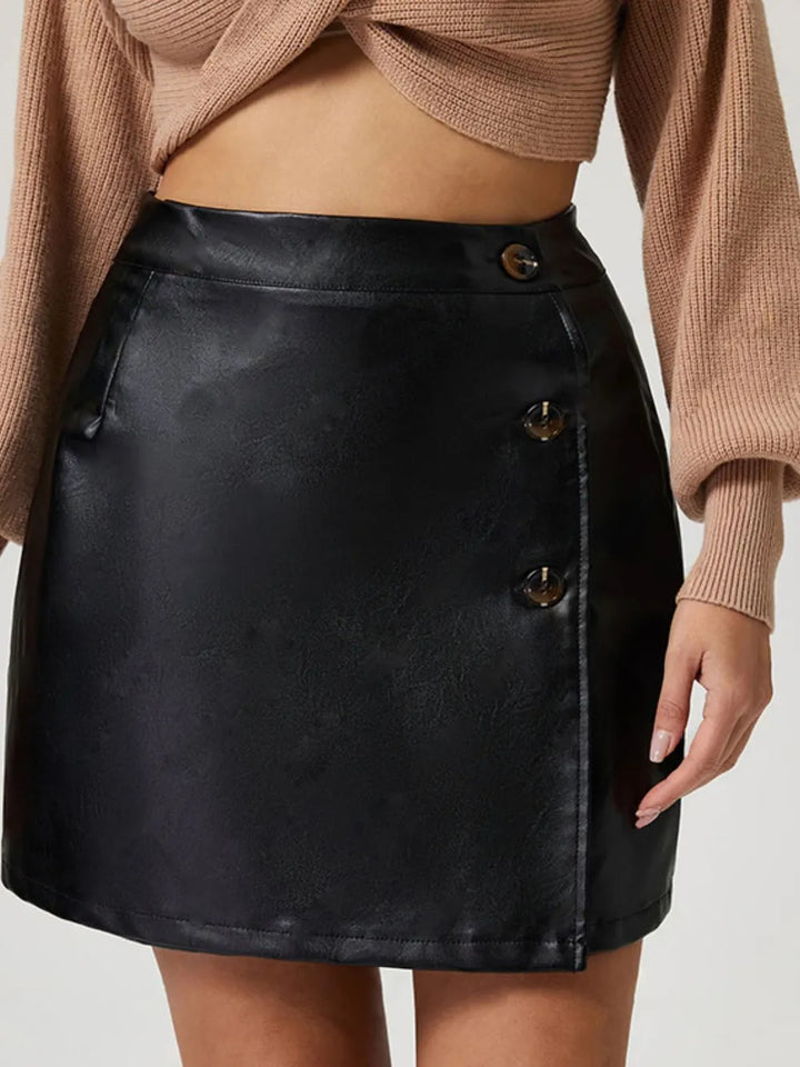 Buttoned High Rise Mini Skirt | Skirts Daverri Fashions