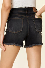 Judy Blue Full Size Tummy Control Fray Hem Shorts | Denim Shorts Daverri Fashions