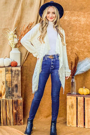 And The Why Textured Knit Fringe Hem Cardigan | Cardigans Daverri Fashions