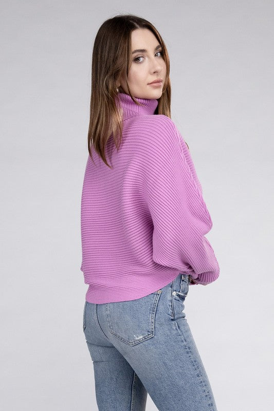 Viscose Dolman Sleeve Turtleneck Sweater Tops