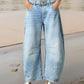 Wide Leg Relaxed Fit Barrel Jeans - DAVERRI FASHIONS